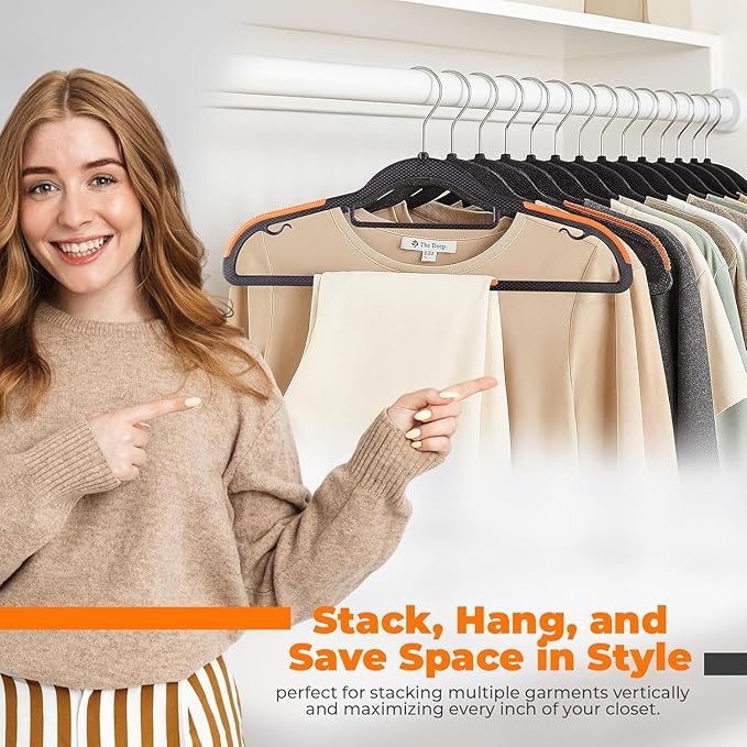 Plastic Hangers 50 Pack, Cascading Slim Space Saving Clothing Hangers - Image 6