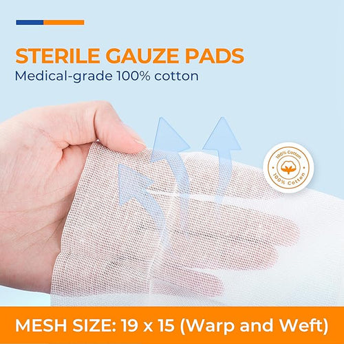 100 Pack Sterile Gauze Pads 2x2 Inch 12-Ply, 100% Cotton Medical Gauze Pads - Image 2