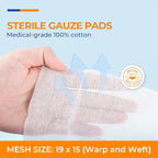 400 Packs Sterile Gauze Pads 4x4 Inch 12-Ply, 100% Cotton Large Gauze Sponges - Image 2