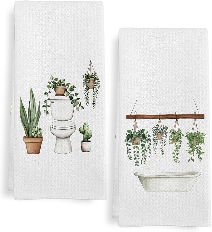 Sage Green Botanical Hand Towels by Unknown