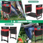 TomCare Garden Kneeler and Seat 10.64” Wider Larger Soft Kneeling Pad Garden Bench with 2 Large Tool Pouches Heavy Duty Garden Stool Foldable Tools Gardening Gifts for Women Men Gardeners,Black - Image 6