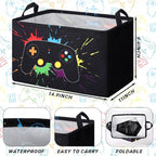 2 Pcs Rectangle Gamer Laundry Basket Hamper Foldable Kids Laundry Baskets Boys - Image 2