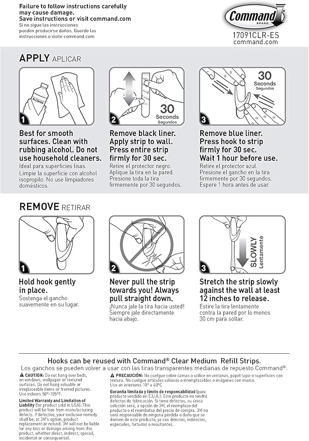 Command Medium Clear Wall Hook, 7 Wall Hook and 12 Strips, Damage-Free Hanging - Image 11