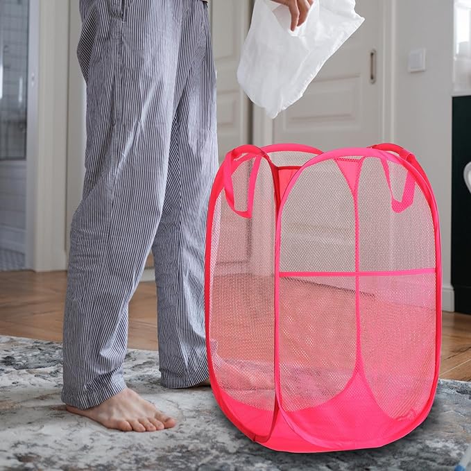Foldable Mesh Popup Laundry Hamper, Laundry Basket Easy to Open and Fold - Image 2