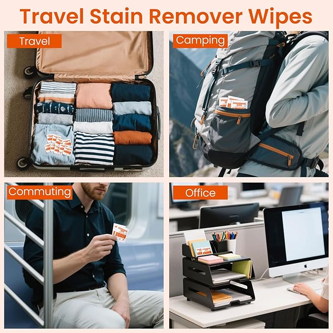 Stain Remover Wet Wipes Bulk, Individual Wrapped Clothes Portable Travel Messy - Image 7