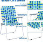 VINGLI Patio Lawn Webbed Folding Chairs Outdoor Beach Portable Camping Chair for Yard, Garden (4, Blue, Oversized) - Image 5