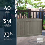 Suncast Extra Large Deck Box - 124 Gallon Resin Outdoor Storage Box with Lockable Lid for Outdoor Cushion Storage, Toys, & Garden Gear, Stoney Grey Wicker Bin for Patio, Porch, Pool, & Yard - Image 9
