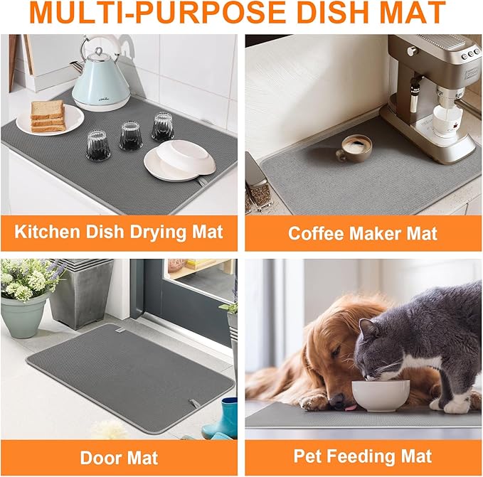 Dish Drying Mat 24 x 17 in, Large Microfiber Drying Mats, Absorbent Quick Dry - Image 8