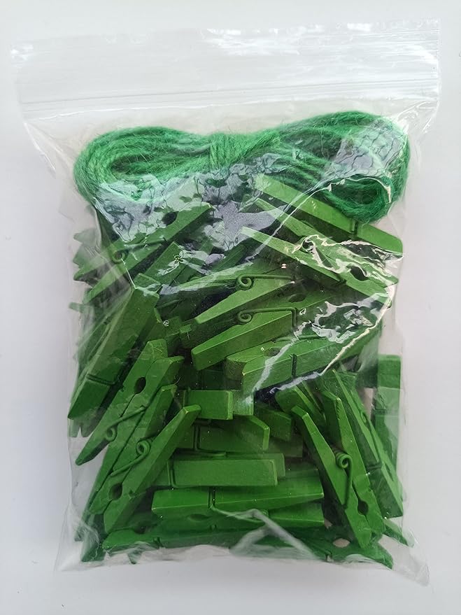 1.9 Inch Green Wooden Clips - Image 2