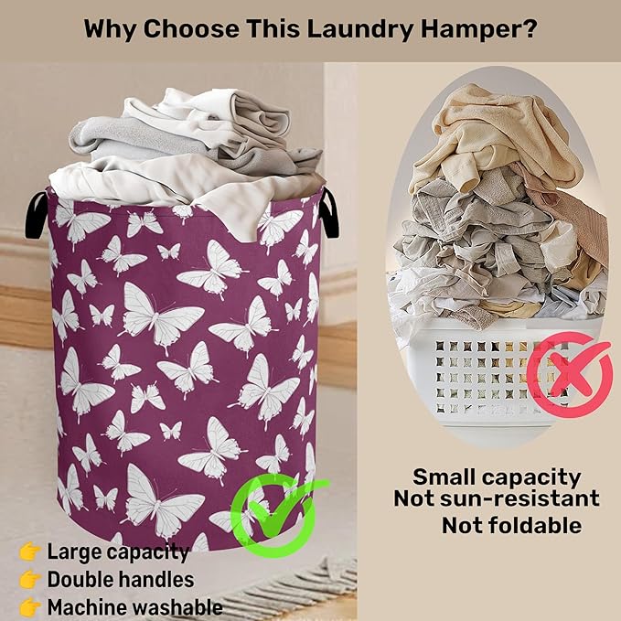 Purple Butterfly Silhouette Laundry Basket - Image 3