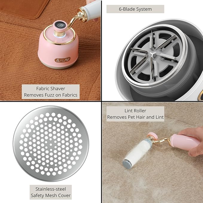 SALAV® Retro Edition 2-in-1 Rechargeable Fabric Shaver and Lint Roller - Image 7