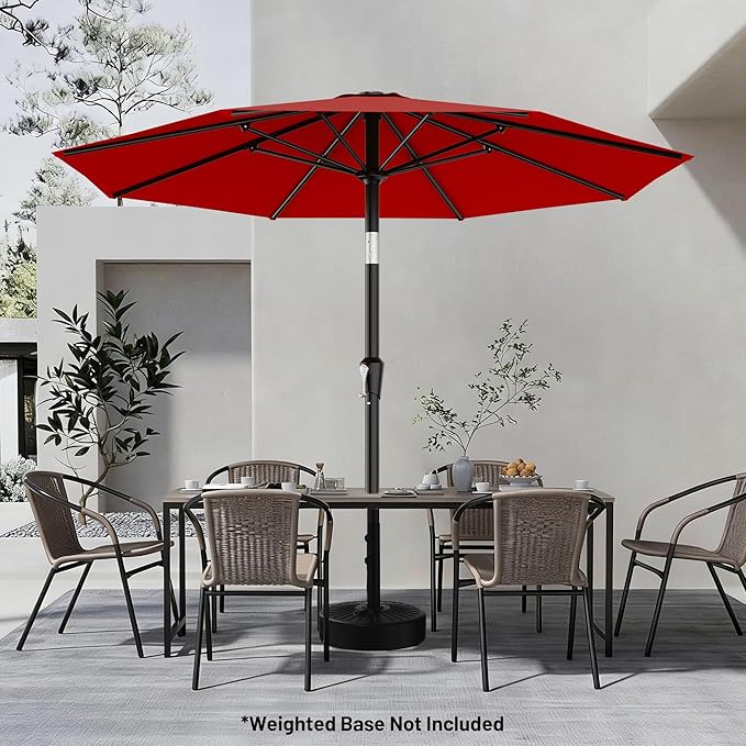AreShark 9 FT Patio Umbrella for Outdoor, Outdoor Table Umbrella with Push Button Tilt and Crank, Outdoor Patio Umbrellas with 8 Sturdy Ribs for Market, Garden, Pool (Red) - Image 6