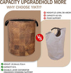 Wood Texture Pattern Laundry Basket, Rustic Farmhouse Clothes Hamper, Oxford - Image 3