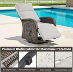 Belord 5 Piece Wicker Patio Furniture Set with 30" Propane Fire Pit Table, Outdoor Swivel Recliner Chairs with Adjustable Backrest & Footrest for Patio Conversation and Backyard Gathering - Image 6