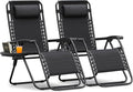 Homall Zero Gravity Chair Patio Folding Lawn Lounge Chairs Outdoor Lounge Gravity Chair Camp Reclining Chair with Pillows for Poolside Backyard and Beach Set of 2 (Dark Black) by Homall