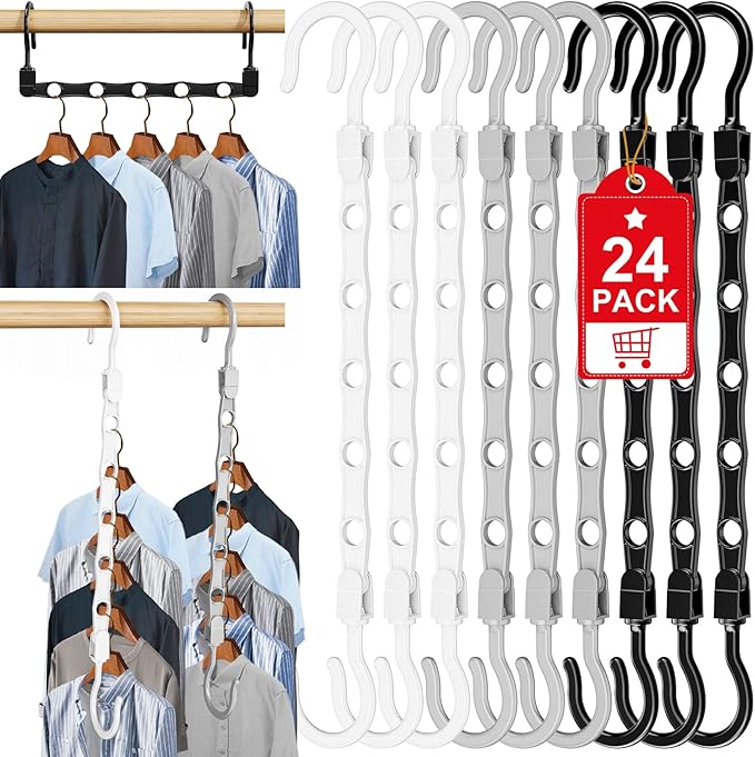 24 Pack Hangers Space Saving Magic Space Saver Storage Smart Plastic Clothes by Besslly