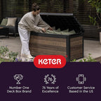 Keter City 30 Gallon Resin Outdoor Storage Box and Patio Furniture Side Table for Pool and Garden Accessories, Brown - Image 10