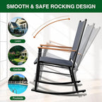 Shintenchi 2 Pcs Outdoor Rocking Chairs Set,Upgraded High Back Patio Rocking Chairs Set,Breathable Textilene Fabric Rocking Chair for Porch,Patio,Garden,Balcony,Dark Grey - Image 5