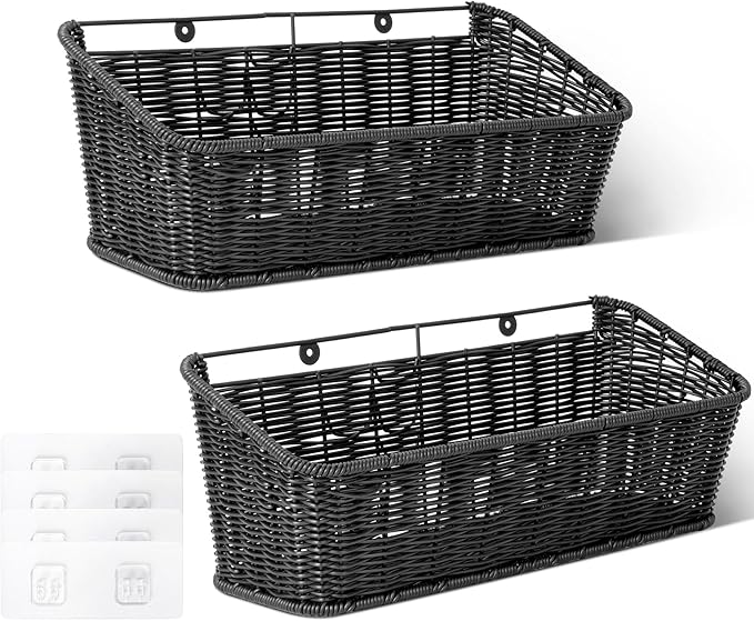 GRANNY SAYS Wicker Hanging Basket, 2 Pack Wall Basket by GRANNYSAYS