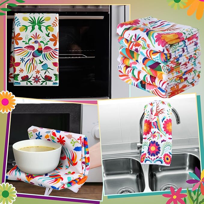 Breling Set of 6 Mexican Kitchen Towels Dia De Los Muertos Decorations Mexican - Image 6