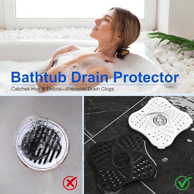 4 Pack Shower Drain Hair Catcher, Premium Silicone Shower Hair Catcher - Image 3