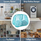 Seiritex Mesh Popup Laundry Hamper 2 Compartment, Collapsible Laundry Sorter - Image 6