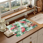 Flamingo Dish Drying Mat for Kitchen Counter Microfiber Absorbent Dish Tropical - Image 6