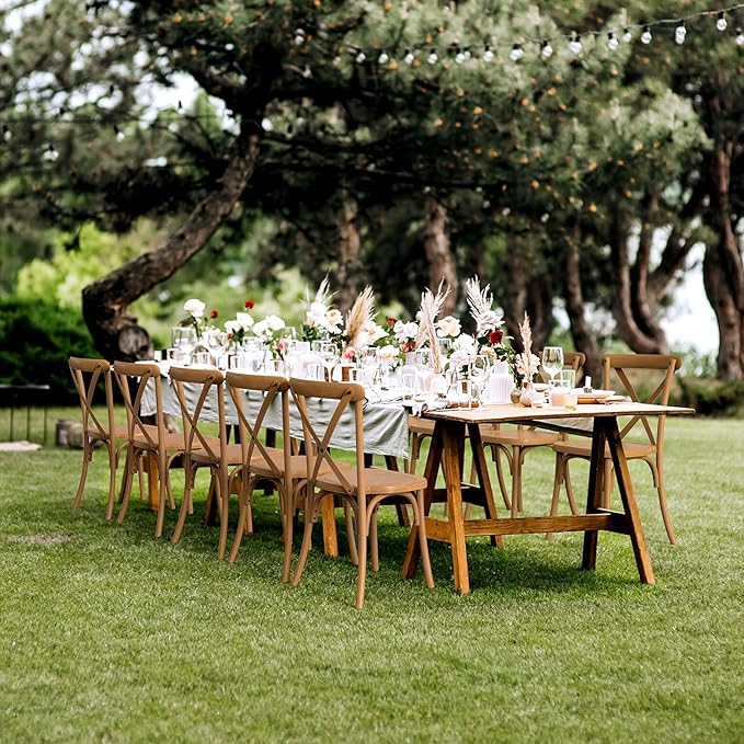 VINGLI Plastic Outdoor Dining Chairs Set of 6, Stackable Patio Farmhouse Brown Dining Chairs with X Back, Waterproof Kitchen & Dining Room Chairs for Indoor-Outdoor, Capacity 400 lbs - Image 2