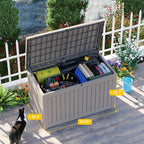 280 Gallon Resin Deck Box, Lockable Patio Outdoor Storage Box for Furniture, Garden Tools and Tools Storage, Waterproof Outside Storage Boxes - Grey - Image 5