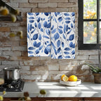 Blue Eucalyptus Leaves Bathroom Hand Towel Set of 2, Watercolor Botanical Plant - Image 5