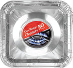 Disposable Gas Burner Liners 50 Pack, Aluminum Foil Square Stove Covers by SpareEssentials