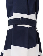 Sunnydaze Outdoor Patio Umbrella - Polyester Table Market Umbrella with Push-Button Tilt and Crank - 8 Sturdy Ribs - Navy Blue Stripe - 9ft - Image 9