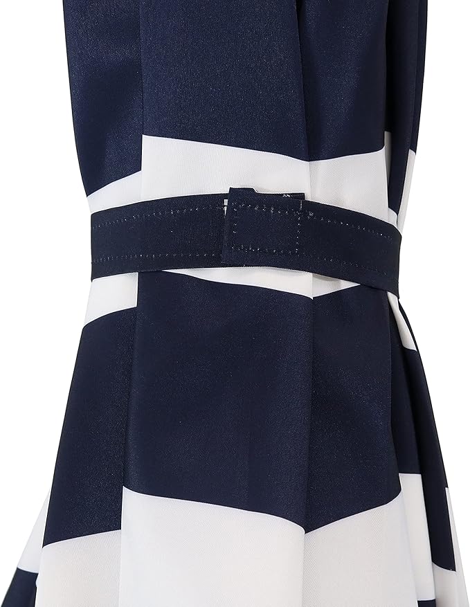 Sunnydaze Outdoor Patio Umbrella - Polyester Table Market Umbrella with Push-Button Tilt and Crank - 8 Sturdy Ribs - Navy Blue Stripe - 9ft - Image 9