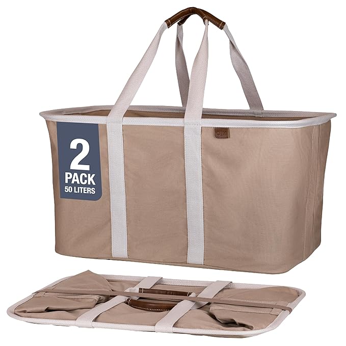 CleverMade Collapsible Laundry Tote 2-Pack – Foldable Carry-All Storage Bin by CleverMade