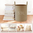 Tall Laundry Basket with Handles, 53L Portable Dirty Clothes Hamper, Boho - Image 2