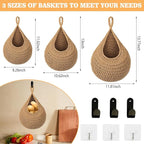 Hanging Fruit Baskets for Kitchen, 3 Pack Boho Wall Hanging Basket for Fruits & - Image 2