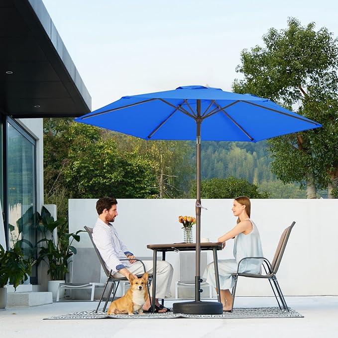 JEAREY 7.5FT Patio Umbrella Outdoor Market Umbrella with 6 Sturdy Ribs, Push Button Tilt/Crank Table Umbrella for Garden, Deck, Backyard and Pool, Royal Blue - Image 6