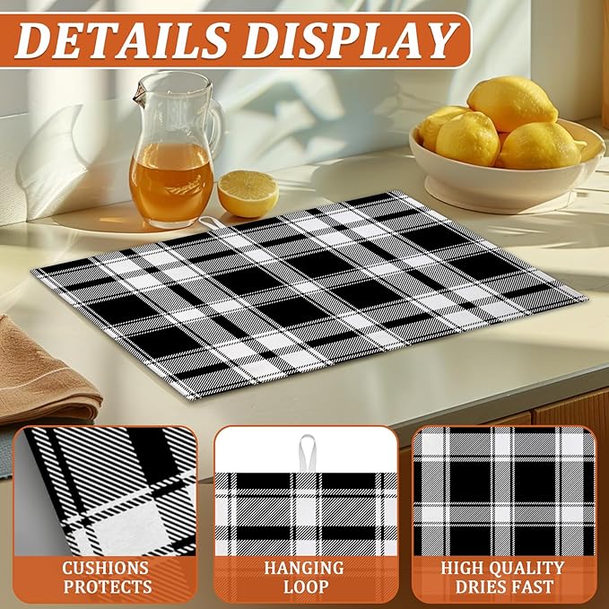 White and Black Dish Drying Mat - Image 3