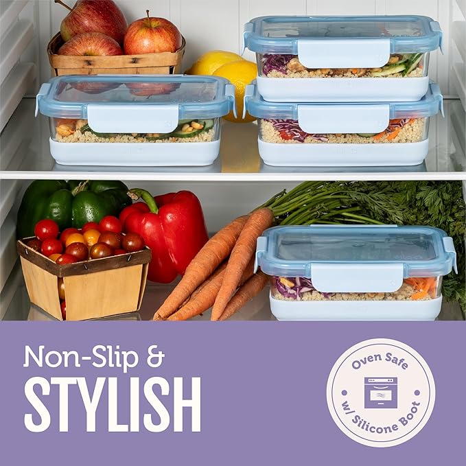 Ello Duraglass Refresh 3.4 Cup Meal Prep Sets 10Pc, 5 Pack Set- Glass Food - Image 6