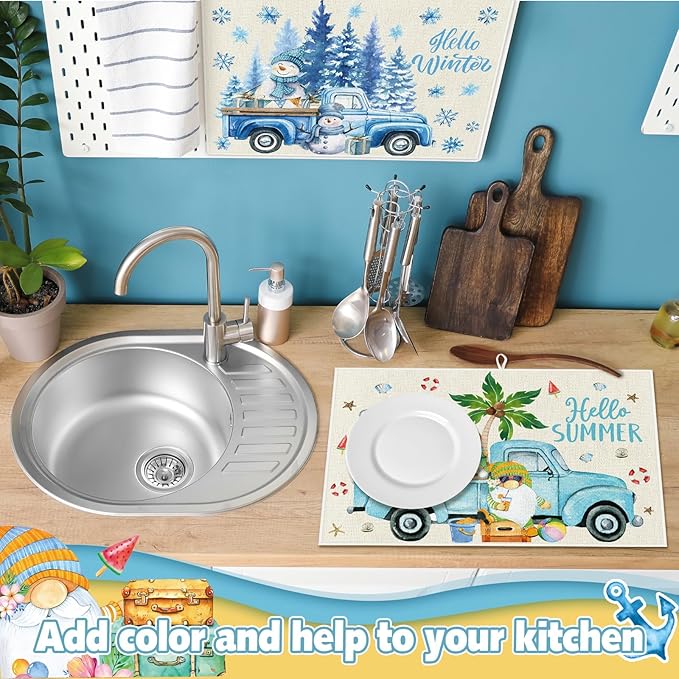 4 Pcs Seasonal Dish Drying Mats - Image 2