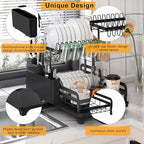 2 Tier Metal Dish Drying Rack Without Installation Sturdy Dish Racks - Image 7