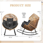 Vongrasig Wicker Rocking Egg Chair PE Rattan with Cushion, Oversized Patio Lounge Rocker Chair for Outdoor, Indoor, Balcony, Backyard, Garden, Black - Image 2