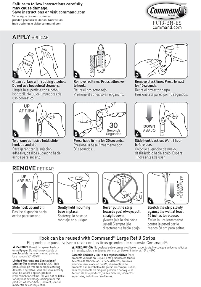 Command 5 lb Large Oil Rubbed Bronze Metal Hooks, 2 Coat Hooks and 4 Strips - Image 10