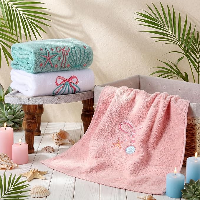 3 Pack Seashell Bow Coastal Hand Towels - Image 2
