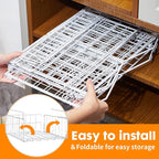 Hanging Under Shelf Storage Basket, 2 Pack Foldable Under Cabinet Metal Desk - Image 3