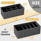 4 PACK Sock Underwear Drawer Organizer Dividers, Collapsible Cabinet Closet - Image 2