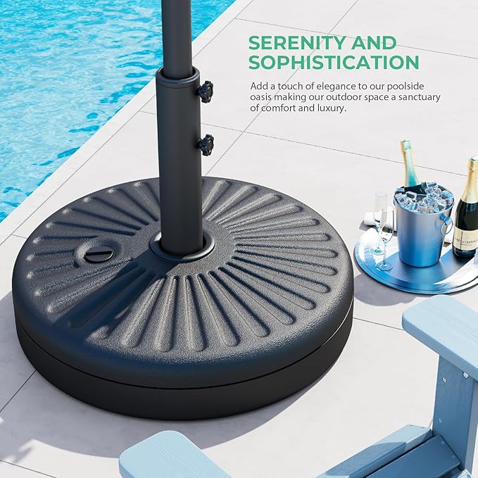 JEAREY 81.5lb Max Capacity Patio Umbrella Stand, Outdoor Umbrella Base Water Filled Stand, Heavy Duty Market Umbrella Holder for Patio, Deck, Poolside (Black) - Image 3