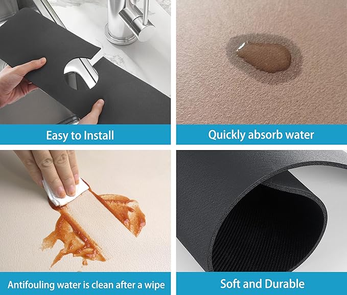 Kitchen Sink Splash Guard Faucet Mat -1 PC Super Absorbent Fast Drying Mat Sink - Image 5
