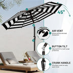 AreShark 9 FT Patio Umbrella for Outdoor, Outdoor Table Umbrella with Push Button Tilt and Crank, Outdoor Patio Umbrellas with 8 Sturdy Ribs for Market, Garden, Pool (Black & White Stripe) - Image 5