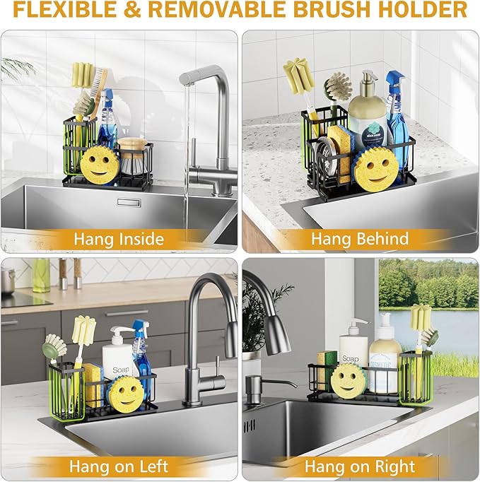 Epicano Sink Caddy Sponge Holder, Smiley Face Sponge Rack - Image 4